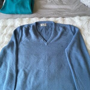 Dior Men's Light Blue V-Neck Sweater